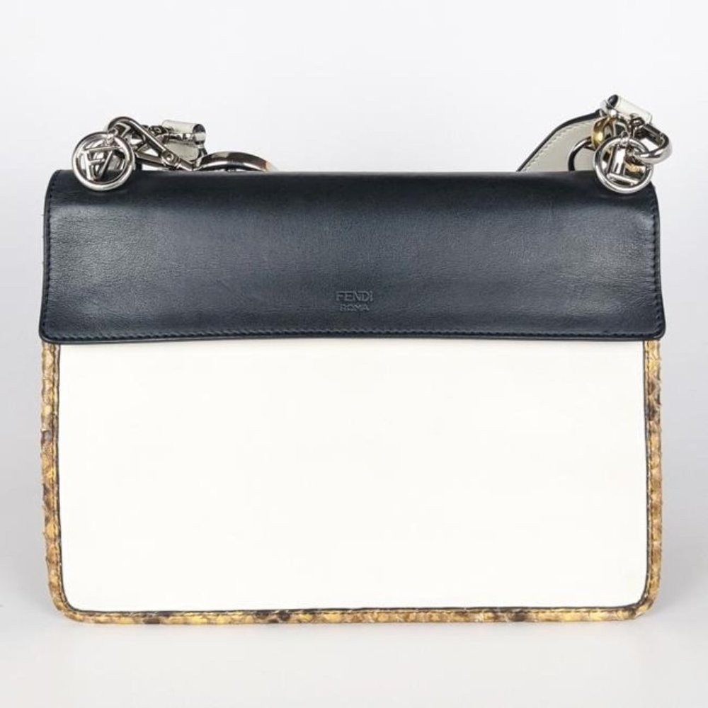 SOLD Fendi Kan I F Eyelet Grommets Python White Leather Shoulder Bag - Picture 3 of 10